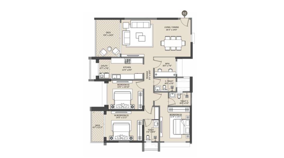K-Raheja-Aurum-3.5BHK-1500sqft-Unitplan