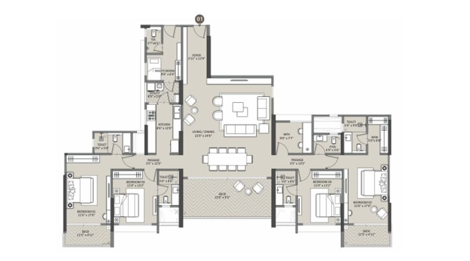 K-Raheja-Aurum-4.5BHK-2400sqft-unit-plan